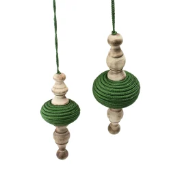 2ct Green and Beige Christmas Finial Drop Ornaments 9"