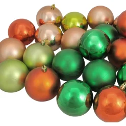 32ct Green and Orange Shatterproof 2-Finish Christmas Ball Ornaments 3.25" (80mm)