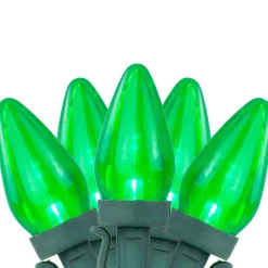25ct Green LED C7 Christmas Lights, 16ft Green Wire