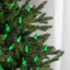 25ct Green LED C7 Christmas Lights, 16ft Green Wire