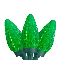 50ct Green LED Faceted C9 Christmas Light Set, 20.25ft Green Wire
