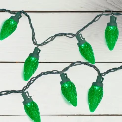 50ct Green LED Faceted C9 Christmas Light Set, 20.25ft Green Wire