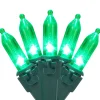 50ct Green LED Mini Christmas Lights, 16.25ft Green Wire