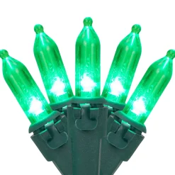50ct Green LED Mini Christmas Lights, 16.25ft Green Wire