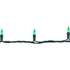 50ct Green LED Mini Christmas Lights, 16.25ft Green Wire