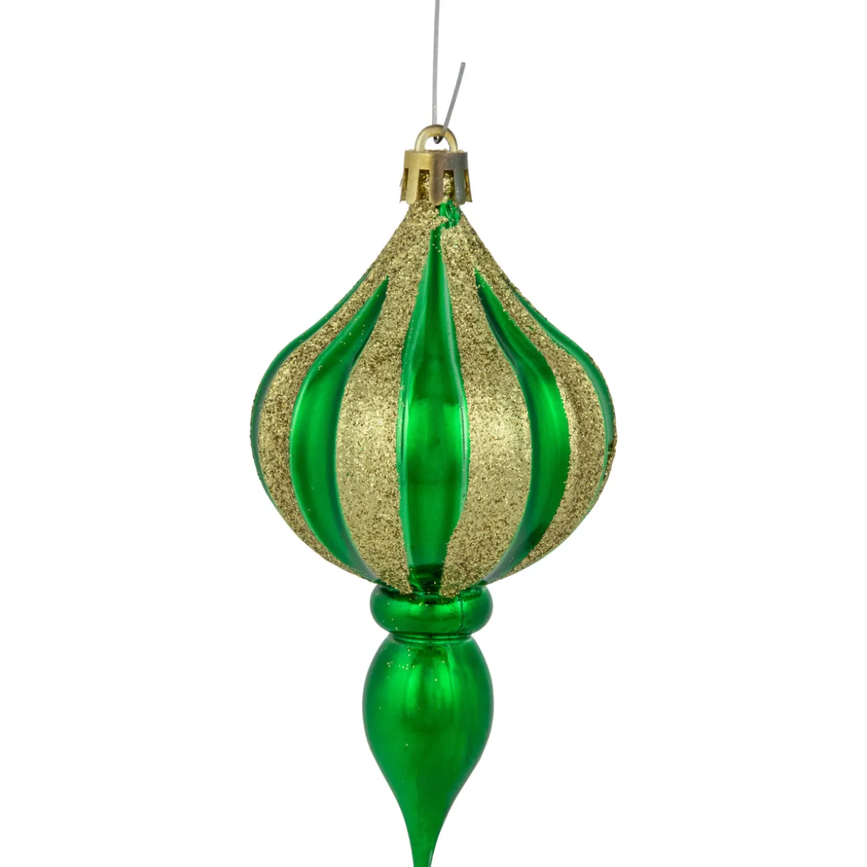 8ct Green Shatterproof Finial Christmas Ornaments, 4.75"