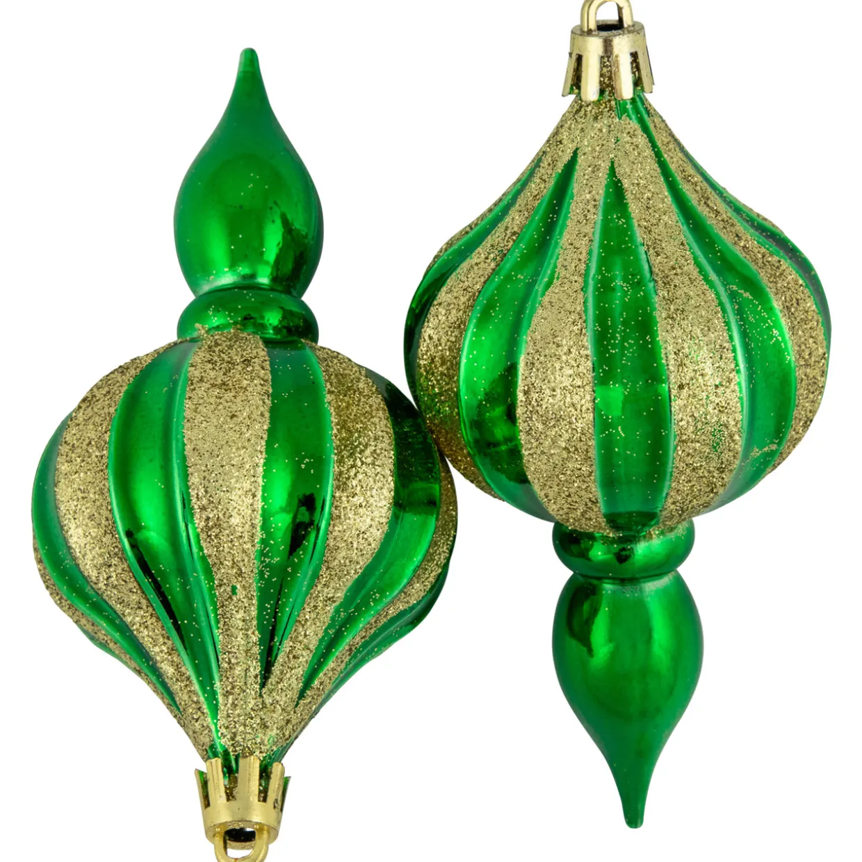 8ct Green Shatterproof Finial Christmas Ornaments, 4.75"