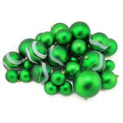39ct Green Shatterproof 2-Finish Christmas Ball Ornaments 4" (100mm)