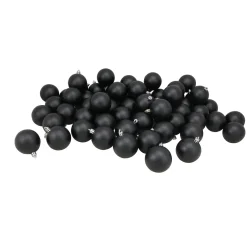 60ct Jet Black Shatterproof Matte Christmas Ball Ornaments 2.5 inches 60mm