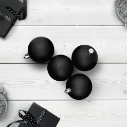 60ct Jet Black Shatterproof Matte Christmas Ball Ornaments 2.5 inches 60mm