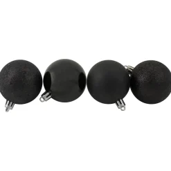24ct Jet Black Shatterproof 4-Finish Christmas Ball Ornaments 2.5
