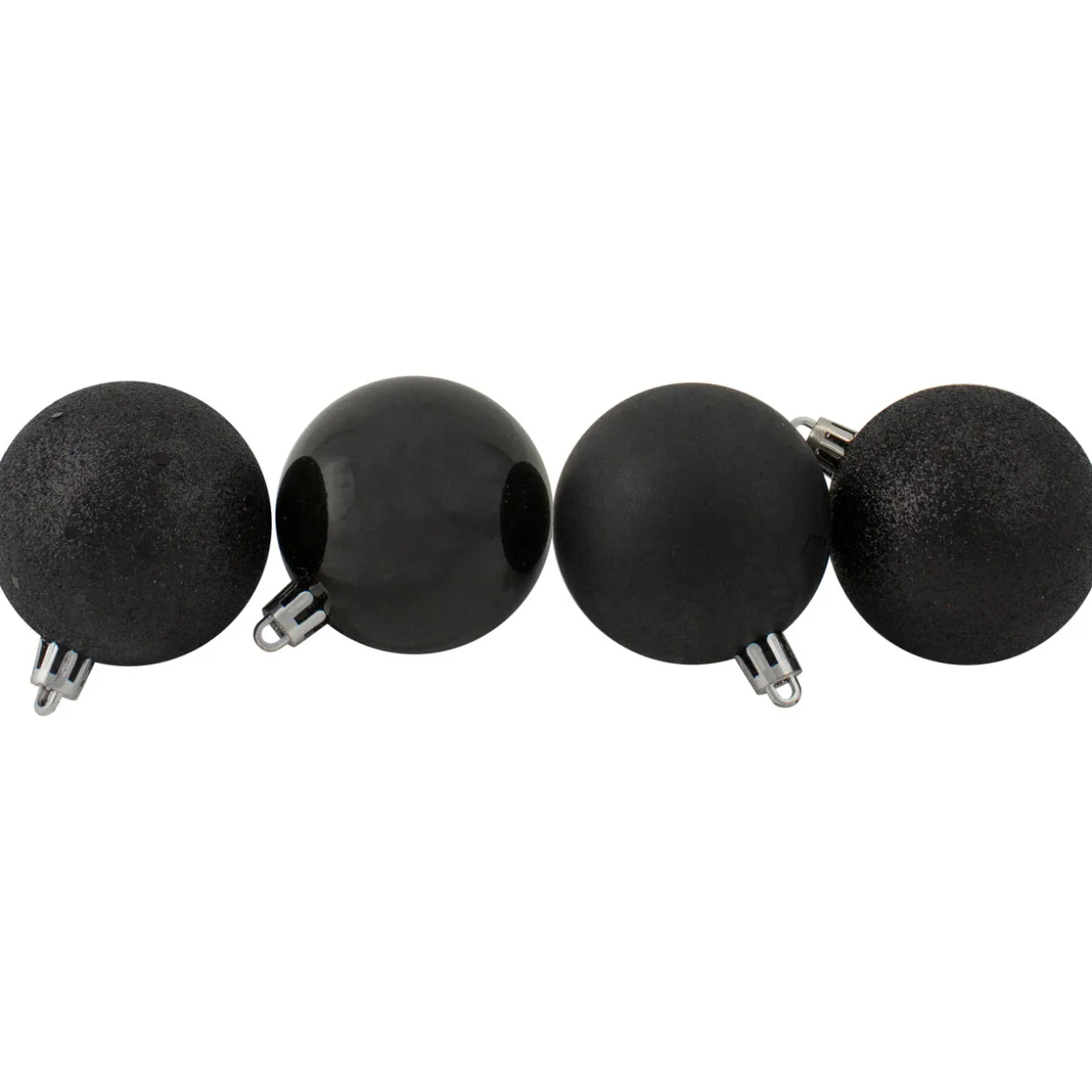 24ct Jet Black Shatterproof 4-Finish Christmas Ball Ornaments 2.5" (60mm)