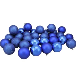 32ct Lavish Blue Shatterproof 4-Finish Christmas Ball Ornaments 3.25" (80mm)