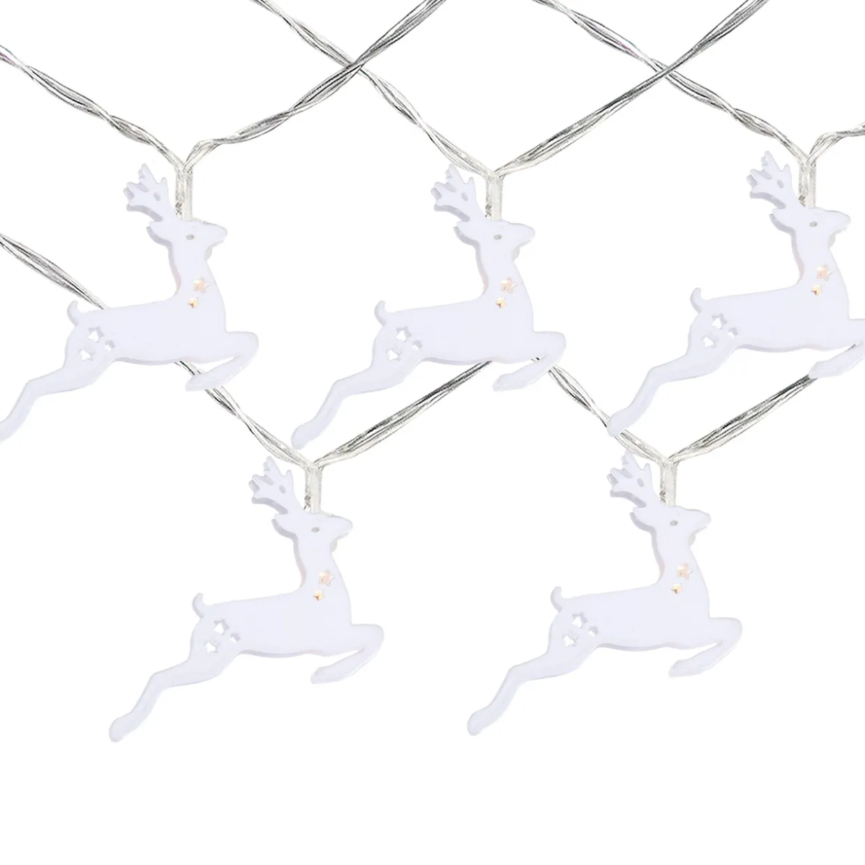 10-ct LED Warm White Reindeer Christmas Lights - 3' Clear Wire