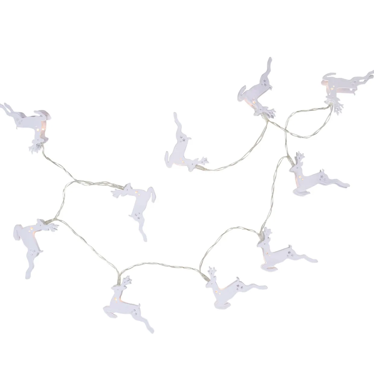 10-ct LED Warm White Reindeer Christmas Lights - 3' Clear Wire
