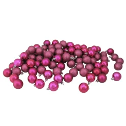 96ct Magenta Pink Shatterproof 4-Finish Christmas Ball Ornaments 1.5" (40mm)