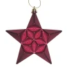 12ct Matte Burgundy Glittered Star Shatterproof Christmas Ornaments 5"