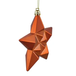 12ct Matte Burnt Orange Glittered Star Shatterproof Christmas Ornaments 5"