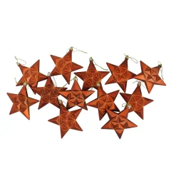 12ct Matte Burnt Orange Glittered Star Shatterproof Christmas Ornaments 5