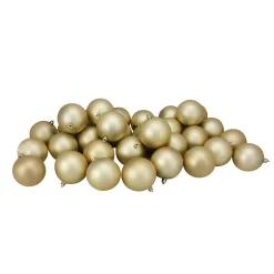 32ct Matte Champagne Gold Shatterproof Christmas Ball Ornaments 3.25" (80mm)