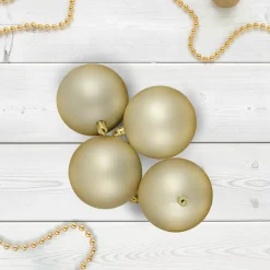 32ct Matte Champagne Gold Shatterproof Christmas Ball Ornaments 3.25" (80mm)