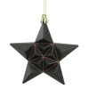 12ct Matte Chocolate Brown Glittered Star Shatterproof Christmas Ornaments 5"