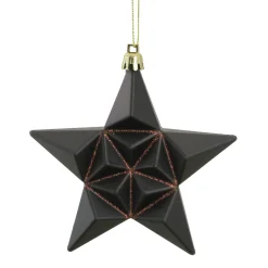 12ct Matte Chocolate Brown Glittered Star Shatterproof Christmas Ornaments 5"