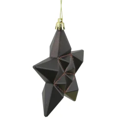 12ct Matte Chocolate Brown Glittered Star Shatterproof Christmas Ornaments 5"