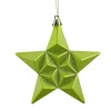 12ct Matte Green Kiwi Glittered Star Shatterproof Christmas Ornaments 5"