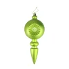 4ct Matte Green Kiwi Retro Reflector Shatterproof Christmas Finial Ornaments 7.5"