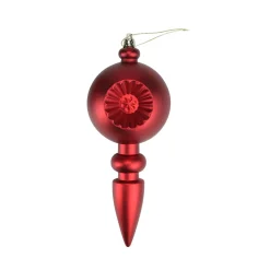 4ct Matte Red Hot Retro Reflector Shatterproof Christmas Finial Ornaments 7.5"