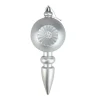 4ct Matte Silver Retro Reflector Shatterproof Christmas Finial Ornaments 7.5"