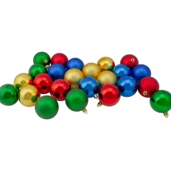 24ct Multi Shatterproof 2-Finish Christmas Ball Ornaments 2.5" (60mm)