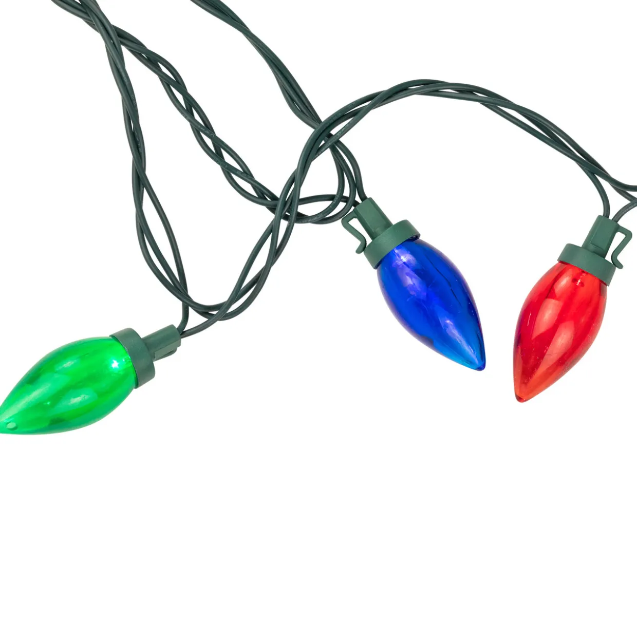 25ct Multi-Color LED C9 Christmas Lights, 16ft Green Wire