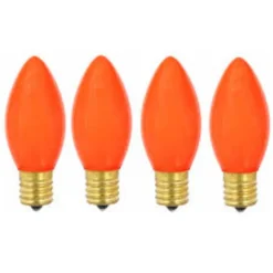 4ct Orange Opaque C9 LED Glass Christmas Replacement Bulbs