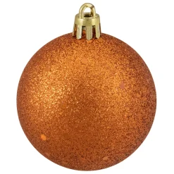 24ct Orange Shatterproof 4-Finish Christmas Ball Ornaments 2.5