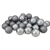 32ct Pewter Gray Shatterproof 4-Finish Christmas Ball Ornaments 3.25" (80mm)