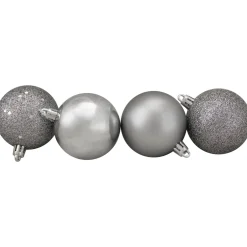 60ct Pewter Gray Shatterproof 4-Finish Christmas Ball Ornaments 2.5