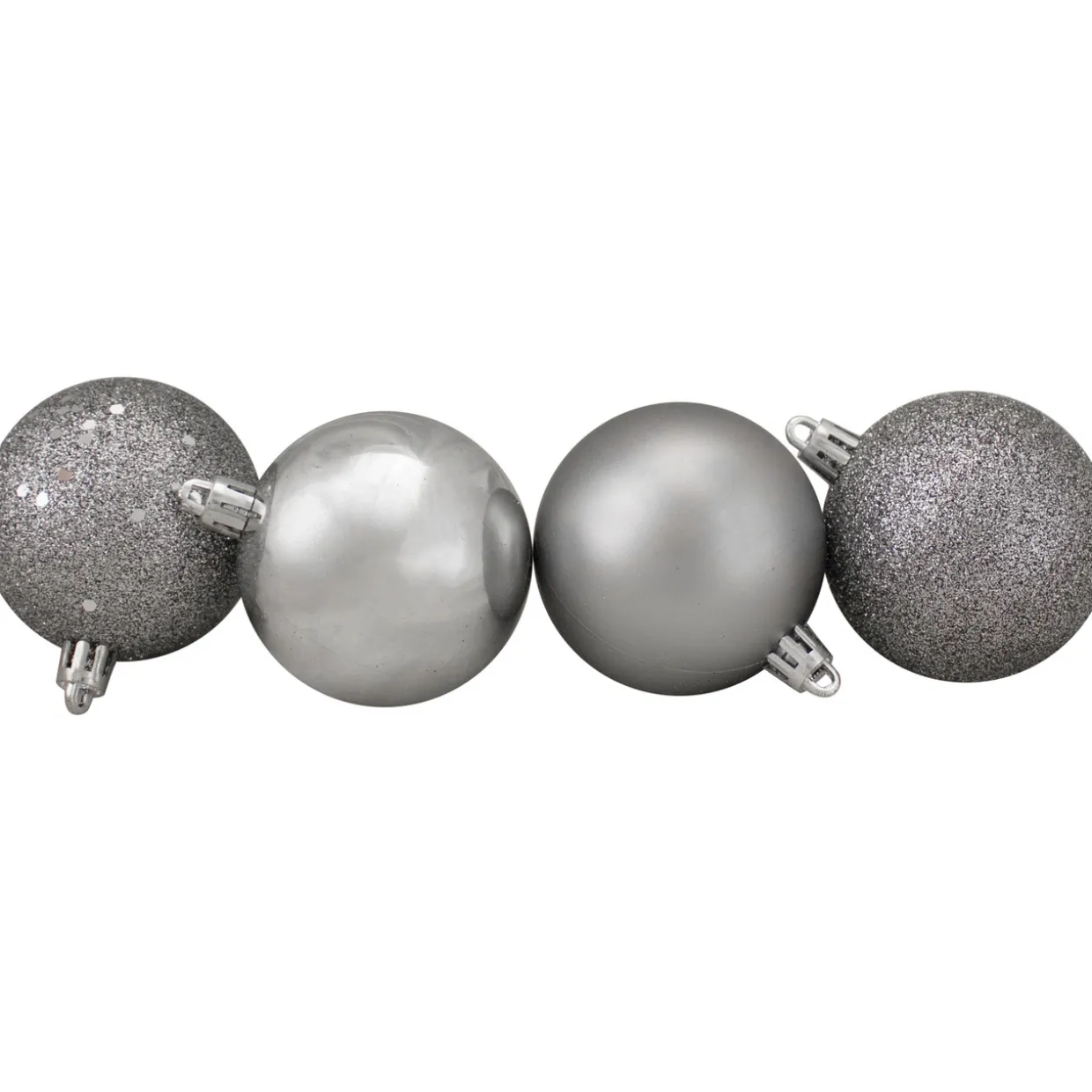 60ct Pewter Gray Shatterproof 4-Finish Christmas Ball Ornaments 2.5" (60mm)