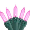 100ct Pink LED Mini Christmas Lights, 33ft Green Wire