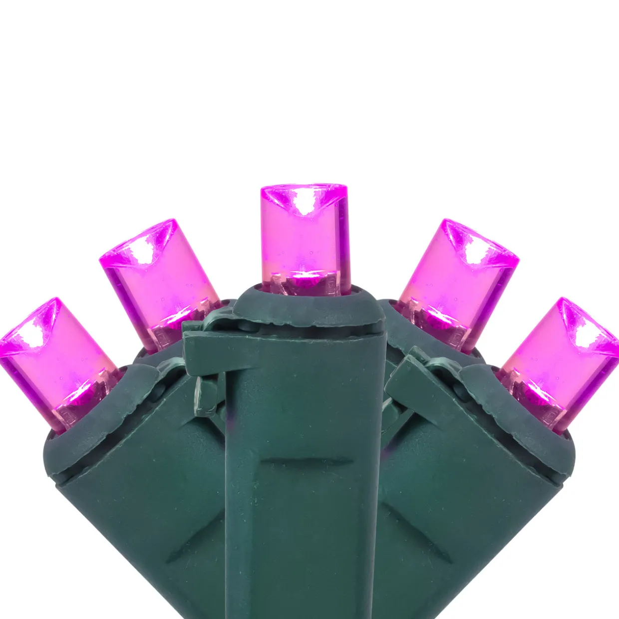 50ct Pink LED Wide Angle Christmas Lights, 16.25ft Green Wire