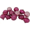 12ct Pink Mercury Glass Style Glass Christmas Ornament Set 3"