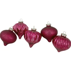 12ct Pink Mercury Glass Style Glass Christmas Ornament Set 3"