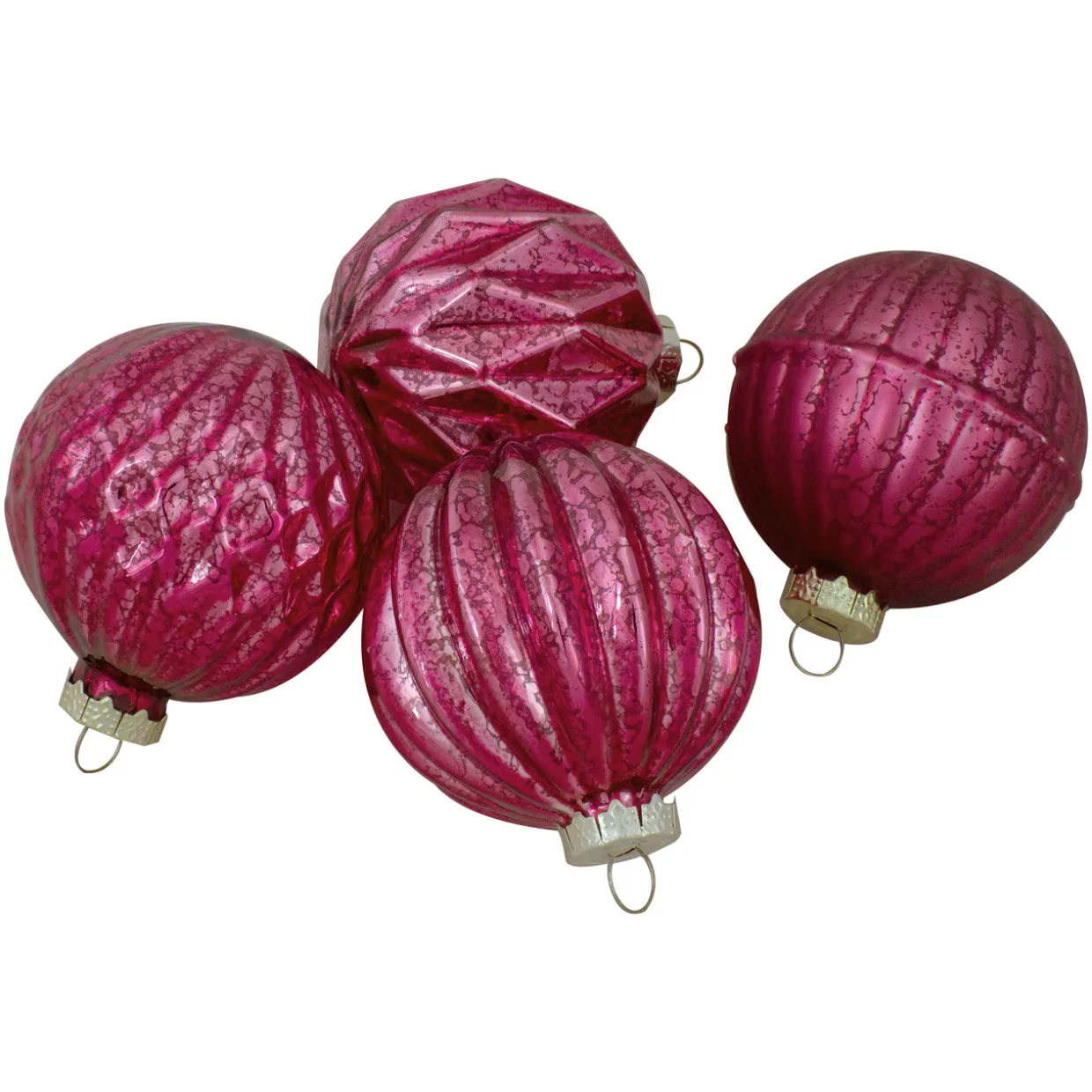 12ct Pink Mercury Glass Style Glass Christmas Ornament Set 3"