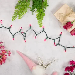 100ct Pink Mini Christmas Light Set, 20.25ft Green Wire