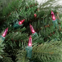 100ct Pink Mini Christmas Light Set, 20.25ft Green Wire