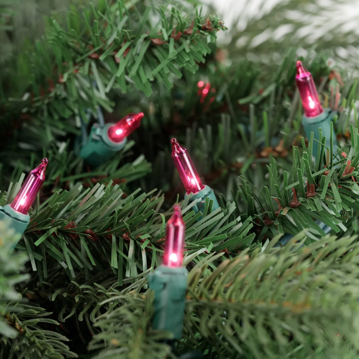 100ct Pink Mini Christmas Light Set, 20.25ft Green Wire