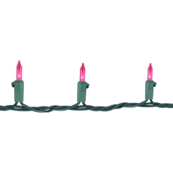 100ct Pink Mini Christmas Light Set, 20.25ft Green Wire