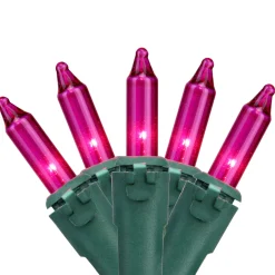 100ct Pink Mini Christmas Lights - 34ft, Green Wire