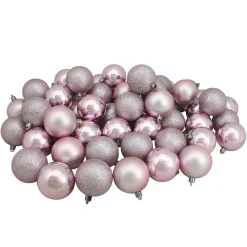 60ct Pink Shatterproof 4-Finish Christmas Ball Ornaments 2.5" (60mm)
